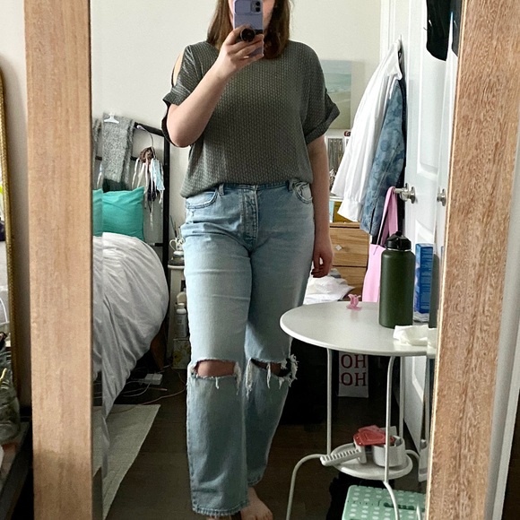 Sage Green Patterned Chiffon Blouse - Picture 7 of 12